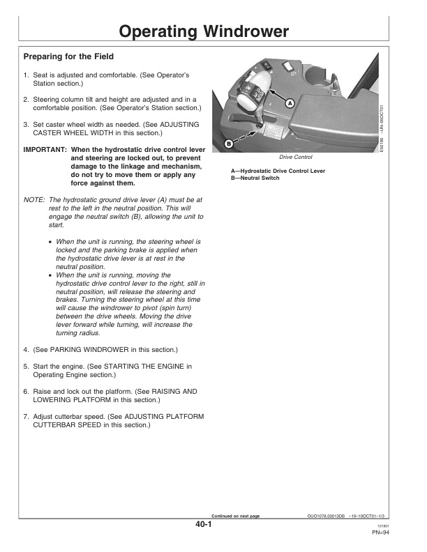 John Deere 4990 Self Propelled Windrower Operator Manual OME98902 2