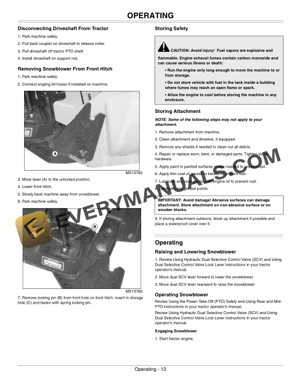 John Deere 54Inch Snowblower Operator Manual OMLVU24141