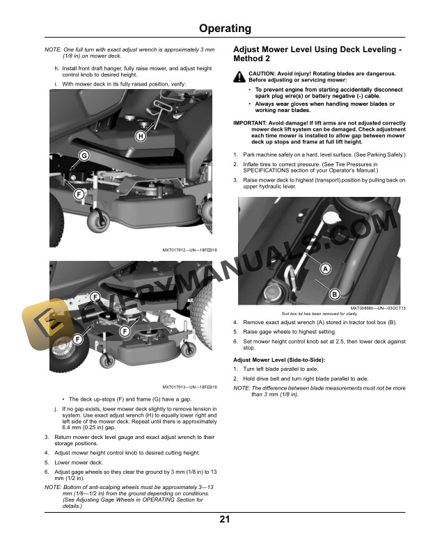 John Deere 54 and 60 In. High Capacity Mower Decks For X700 Series Operator Manual OMM177813