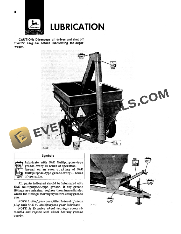 John Deere 68 Auger Wagon Operator Manual OMC19593