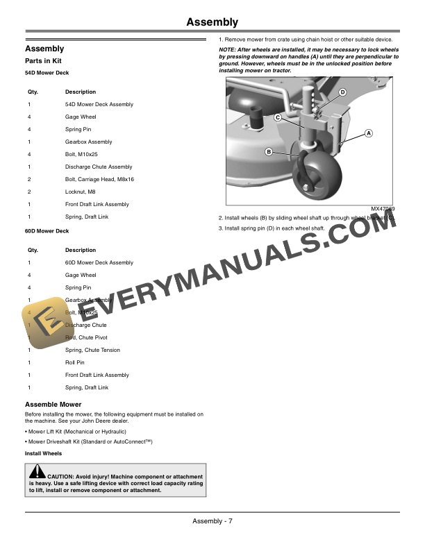 John Deere 54D and 60D AutoConnect Mid-Mount Mower Operator Manual ...