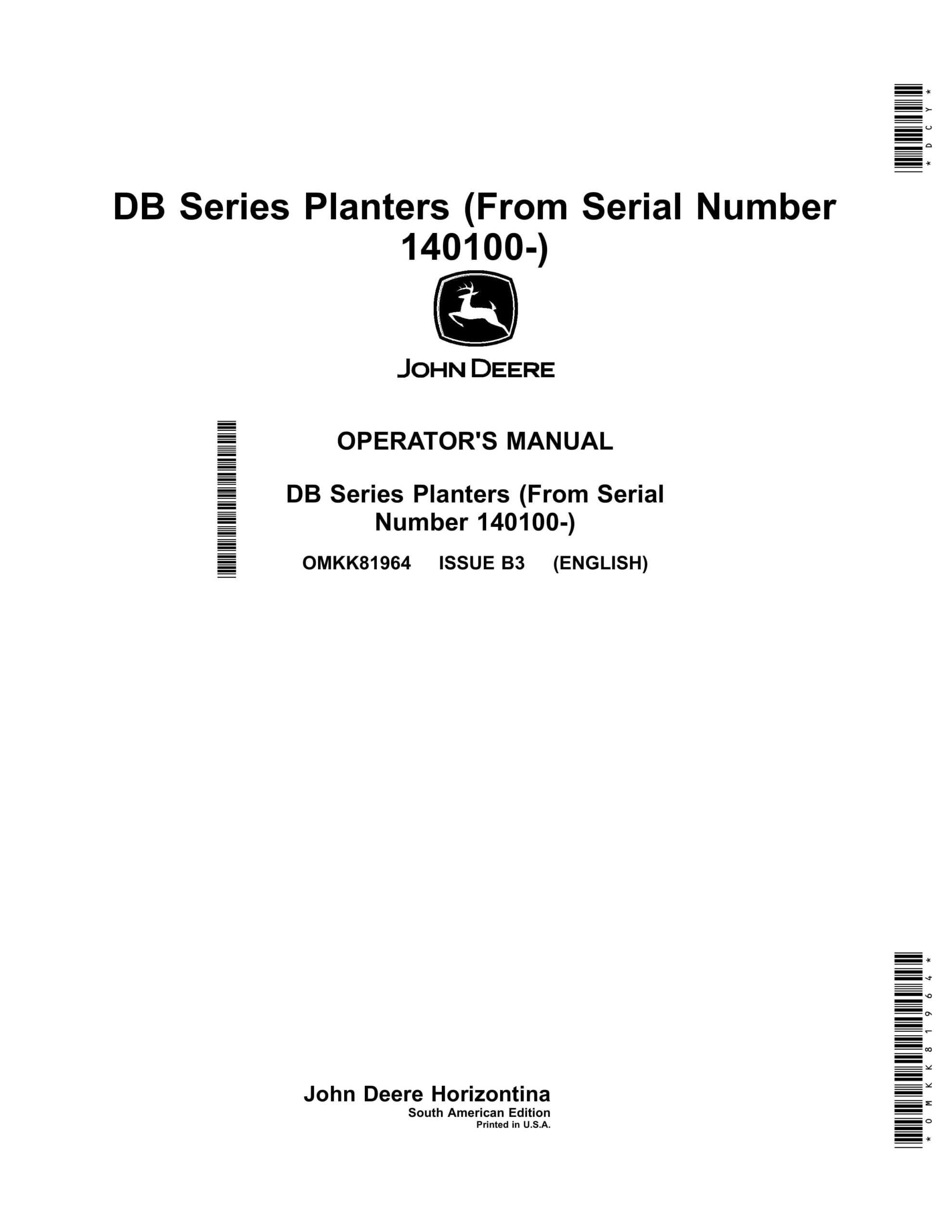 John Deere DB Series Planter Operator Manual OMKK81964-1