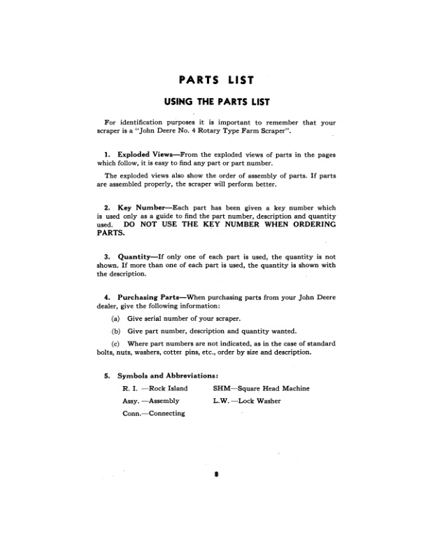 John Deere No. 4 Rotary Farm Scraper Operator Manual OMA191247-3