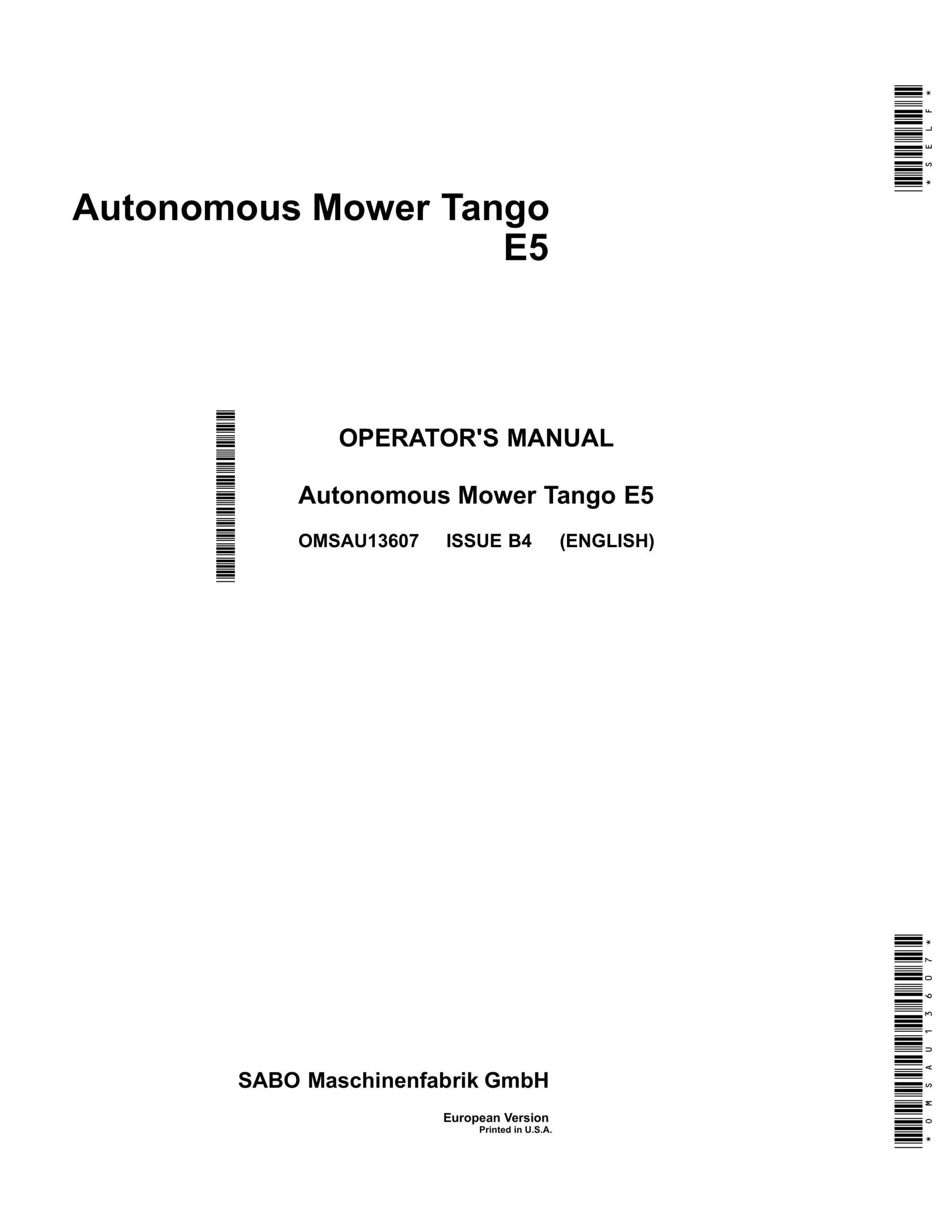 John Deere Tango E5 Autonomous Mower Operator Manual OMSAU13607-1