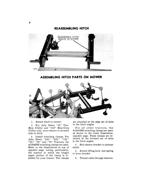 John Deere Three-Point-Hitch Hookup for the No. 5 Power Mower Operator Manual OMH67557-2