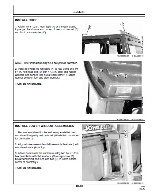 John Deere Weather Enclosure 300 Series Lawn And Garden Tractors Operator Manuals OMTY21693 3