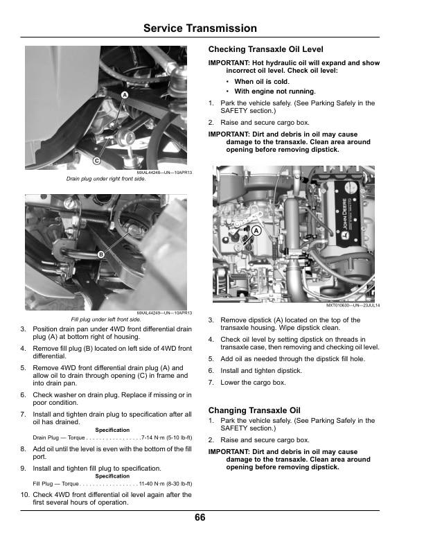 John Deere XUV 825i Gator Utility Vehicles Operator Manual OMM173973-3