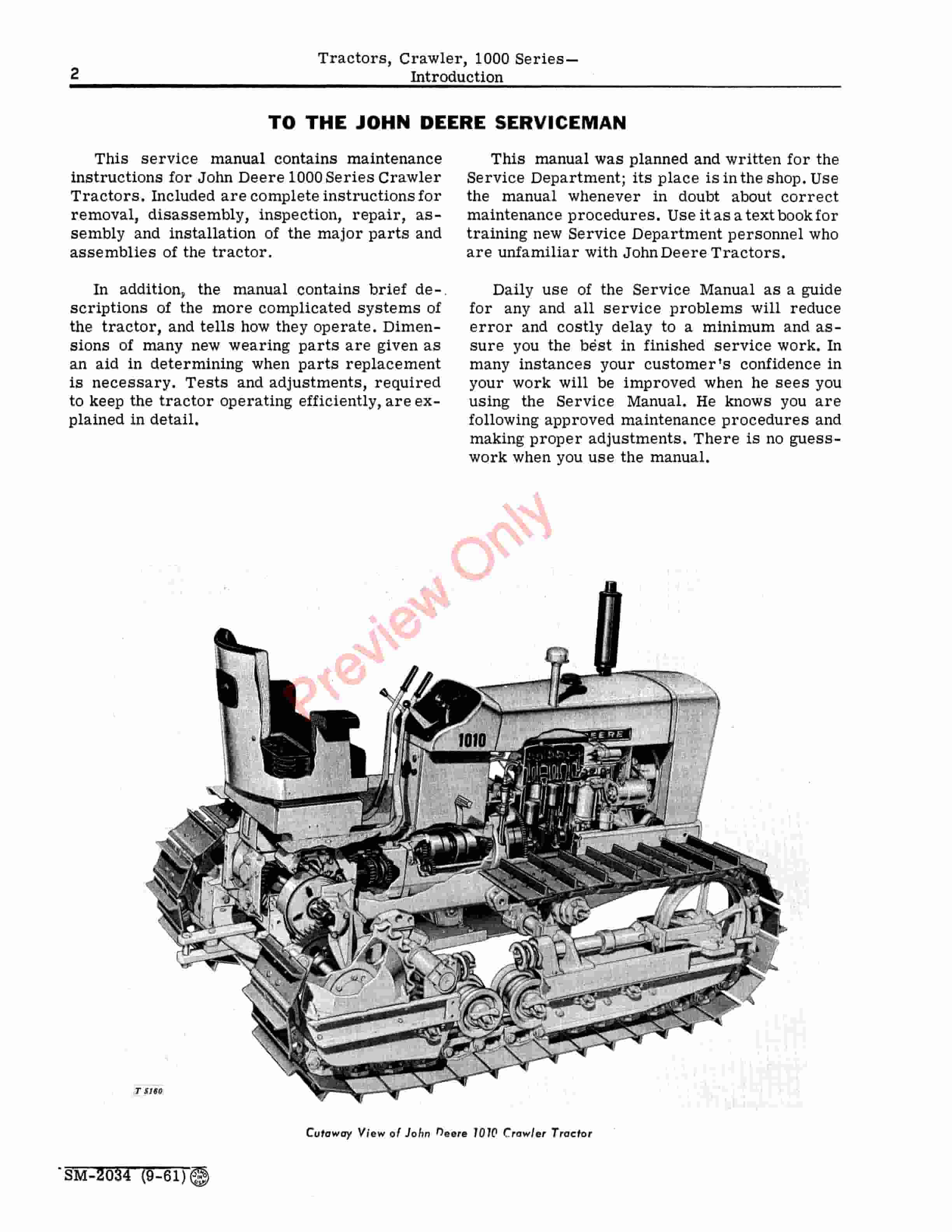 John Deere 1000 Series Crawler Tractors Service Manual SM2034 01JAN64 4