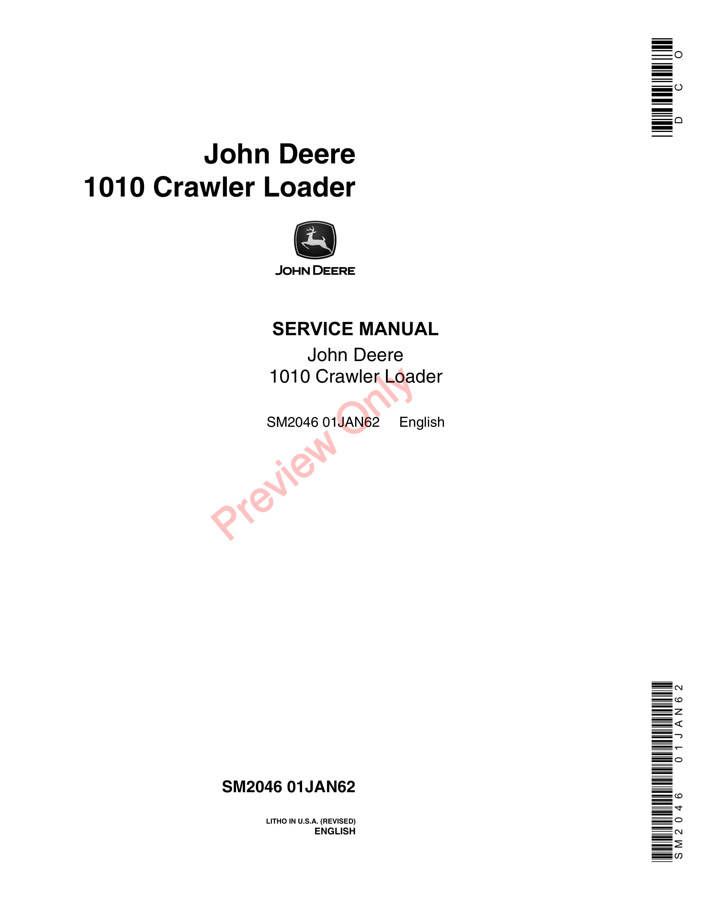John Deere 1010 Crawler Loader Service Manual SM2046 01JAN62-1
