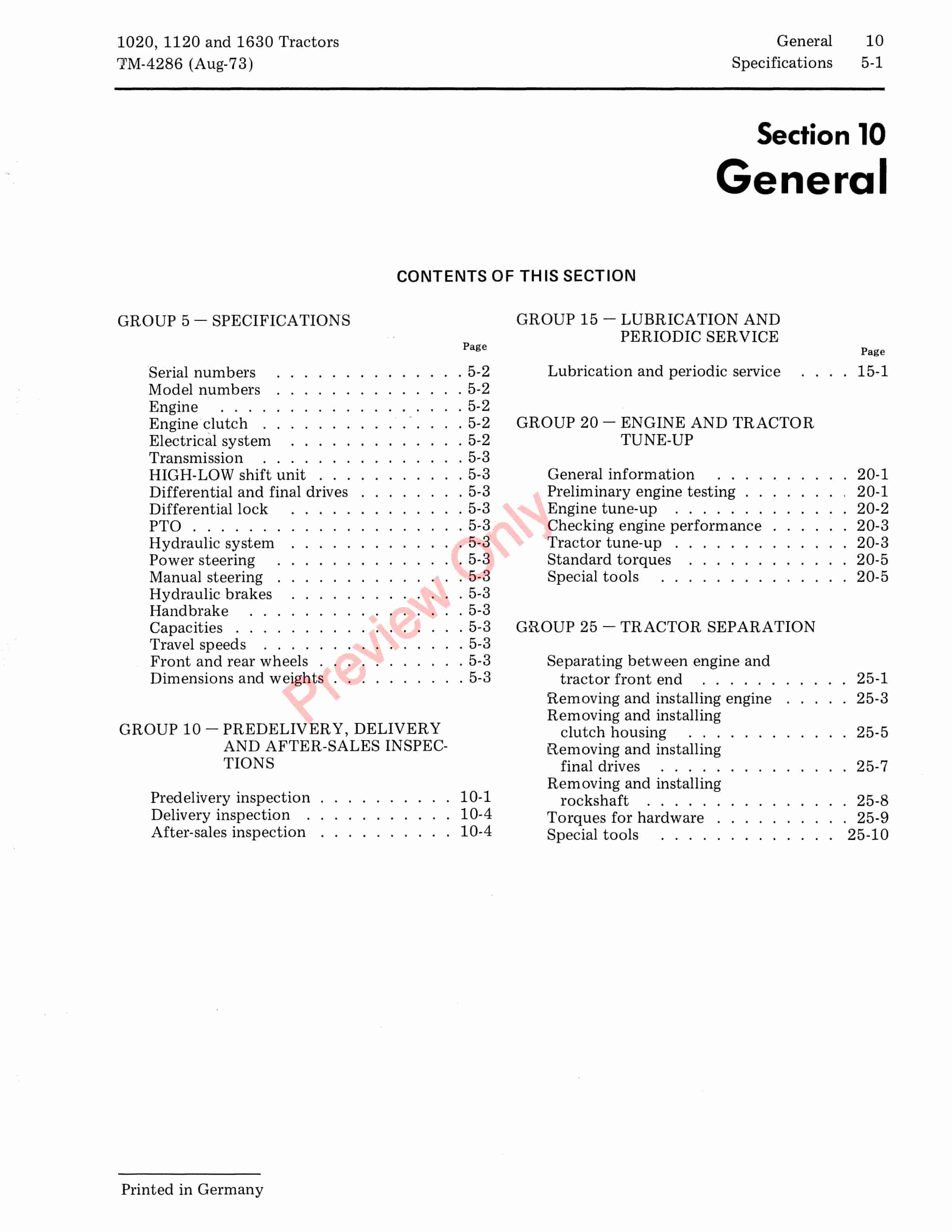 John Deere 1020 1120 And 1630 Tractor Technical Manual TM4286 01AUG73 5