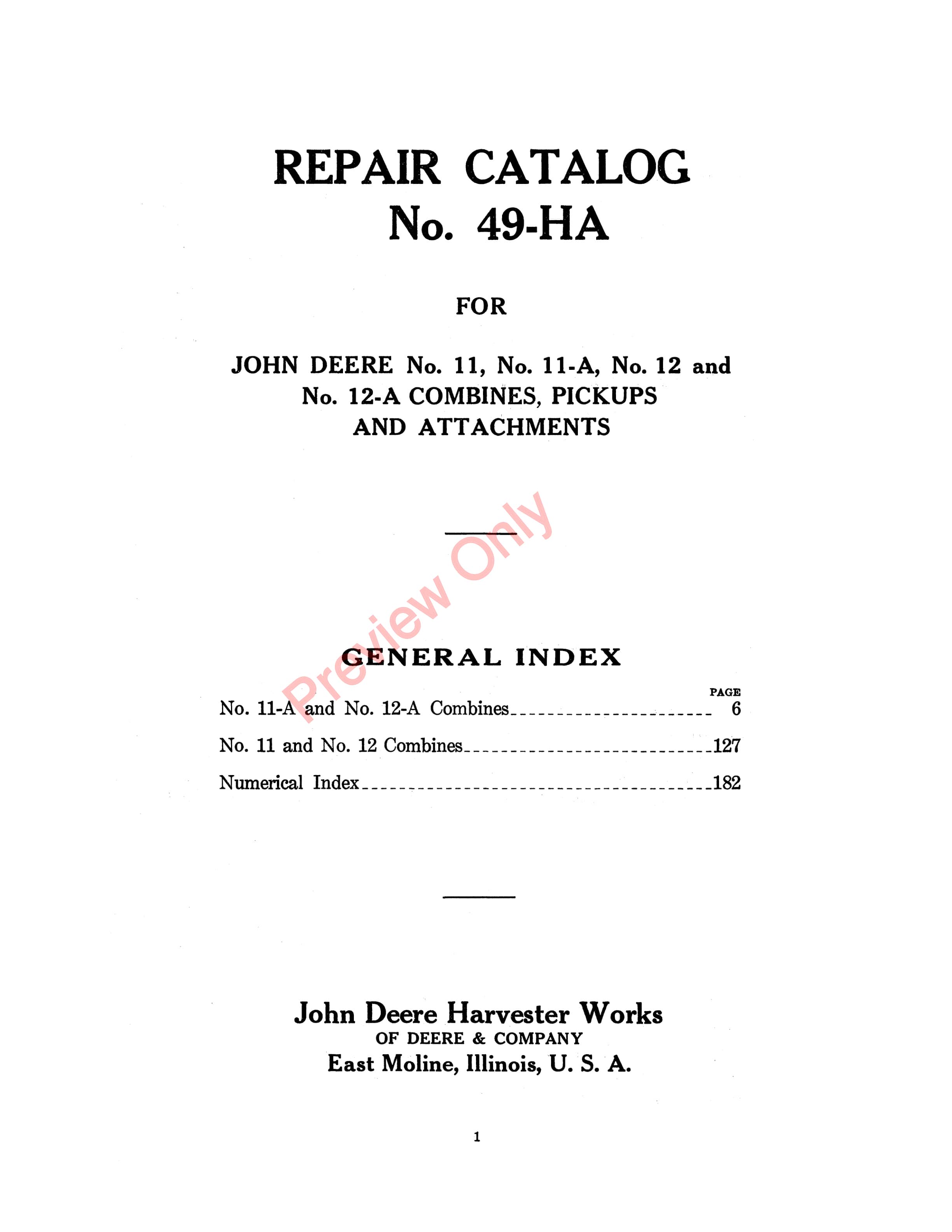 John Deere 11 11A 12 Combines Attachments Parts Catalog CAT49HA 15APR42 5