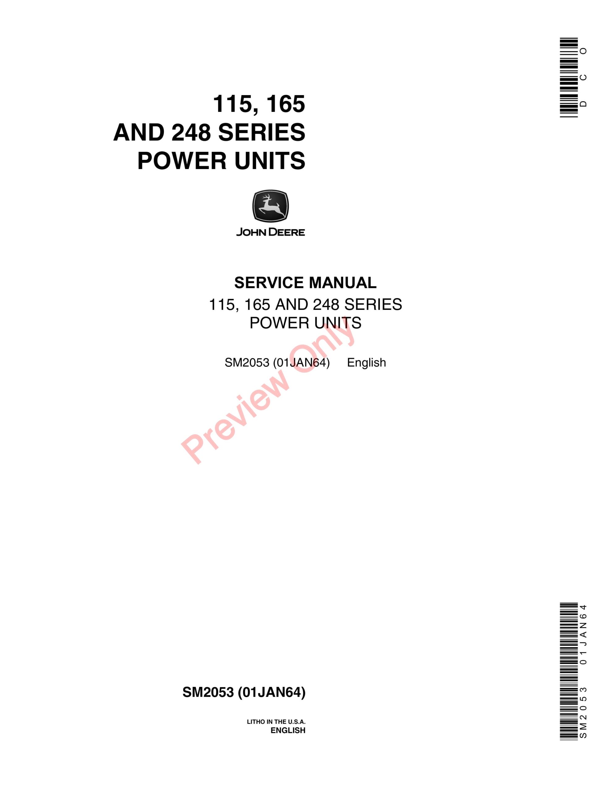 John Deere 115165248 Power Units Service Manual SM2053 01JAN64-1