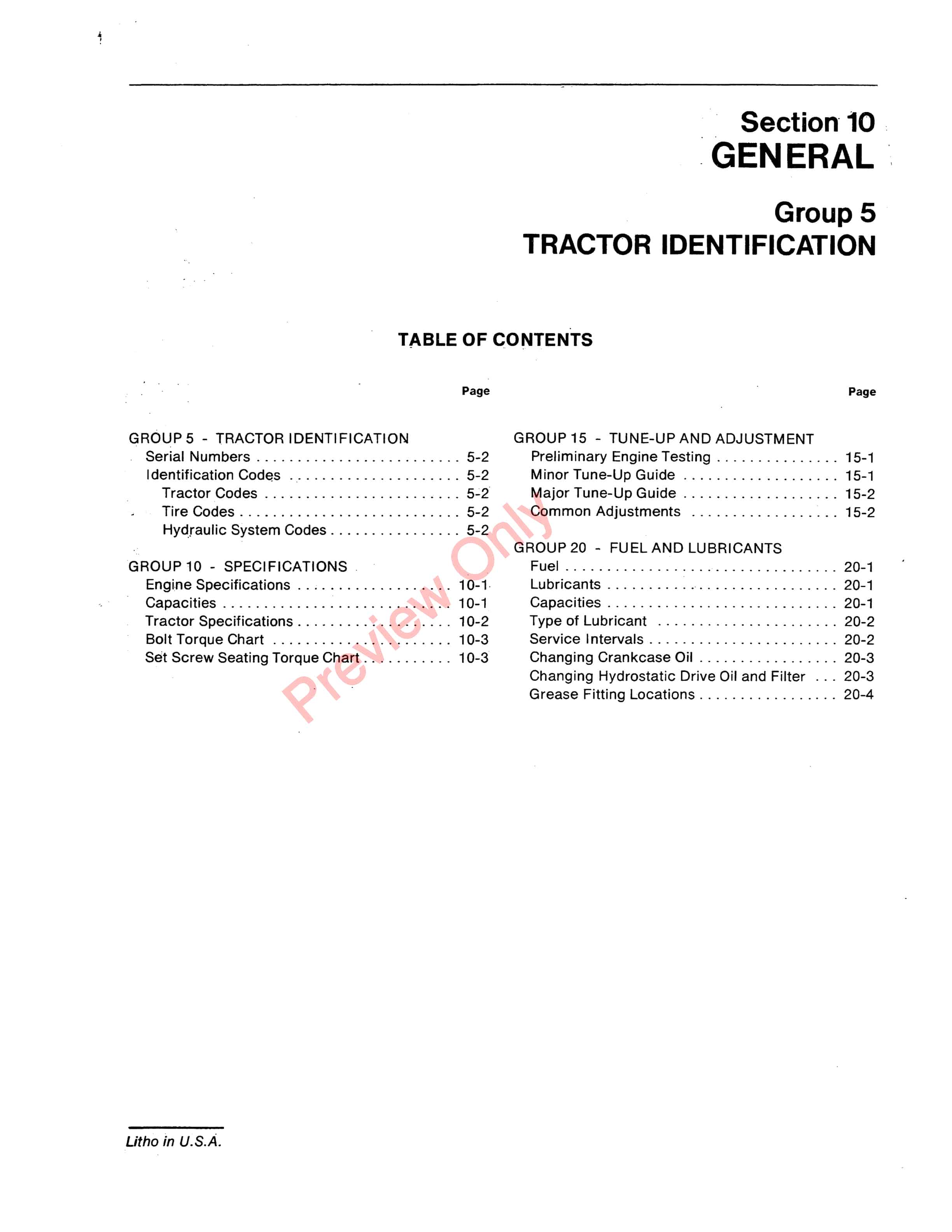 John Deere 120 Lawn And Garden Tractor Service Manual SM2090 01FEB70 5
