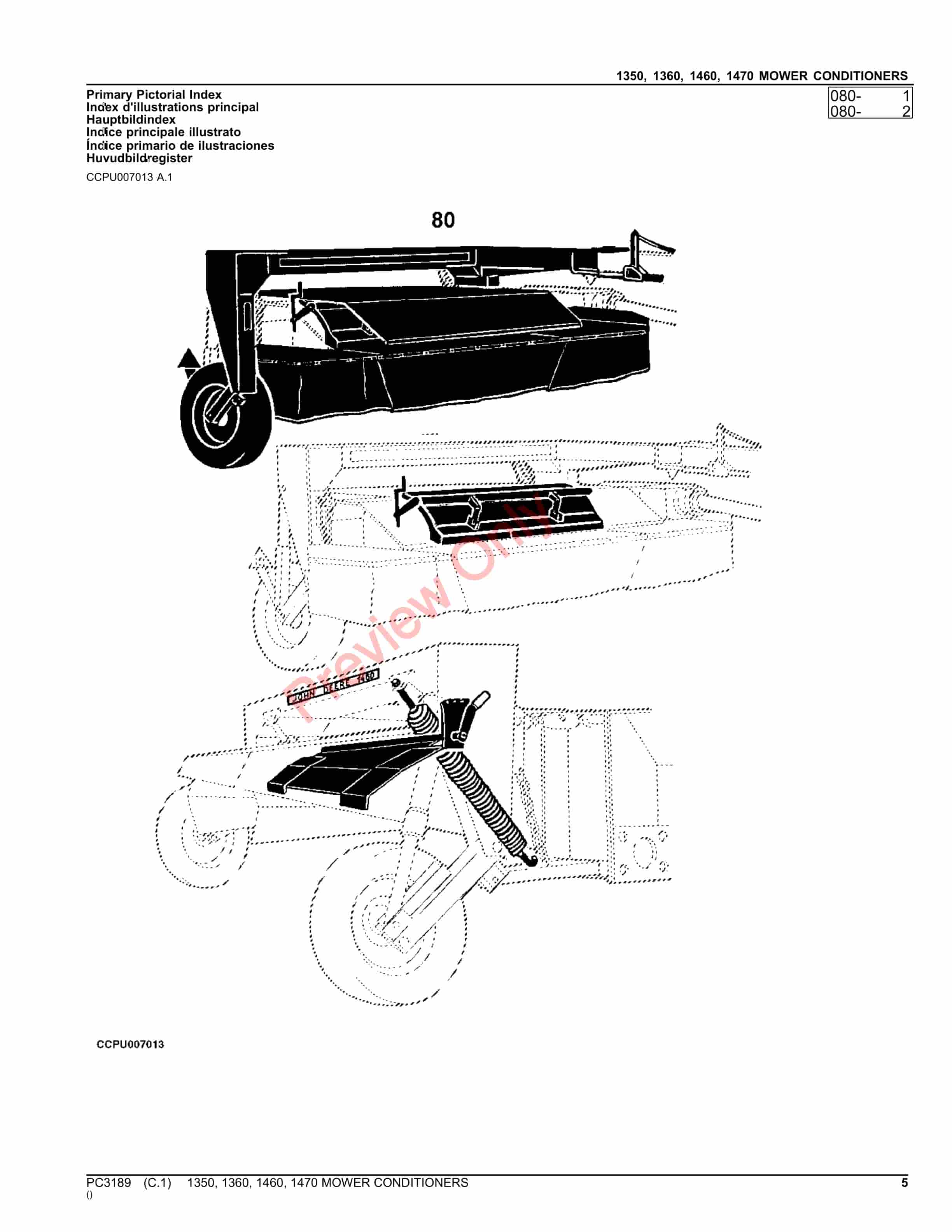 John Deere 1350, 1360, 1460 AND 1470 MOWER CONDITIONERS Parts Catalog PC3189 23AUG21-5