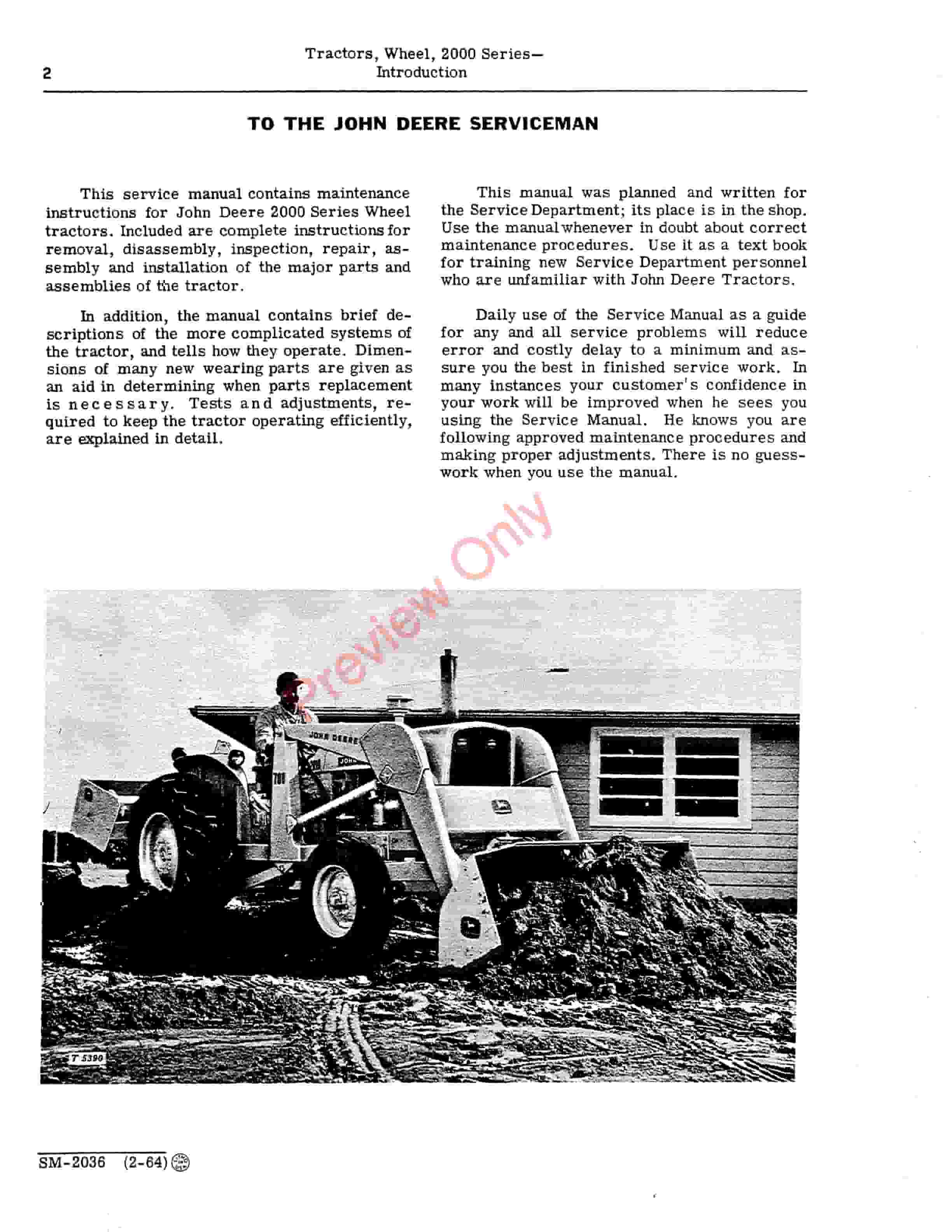 John Deere 2000 Series Tractors GasDiesel Service Manual SM2036 01FEB66 4