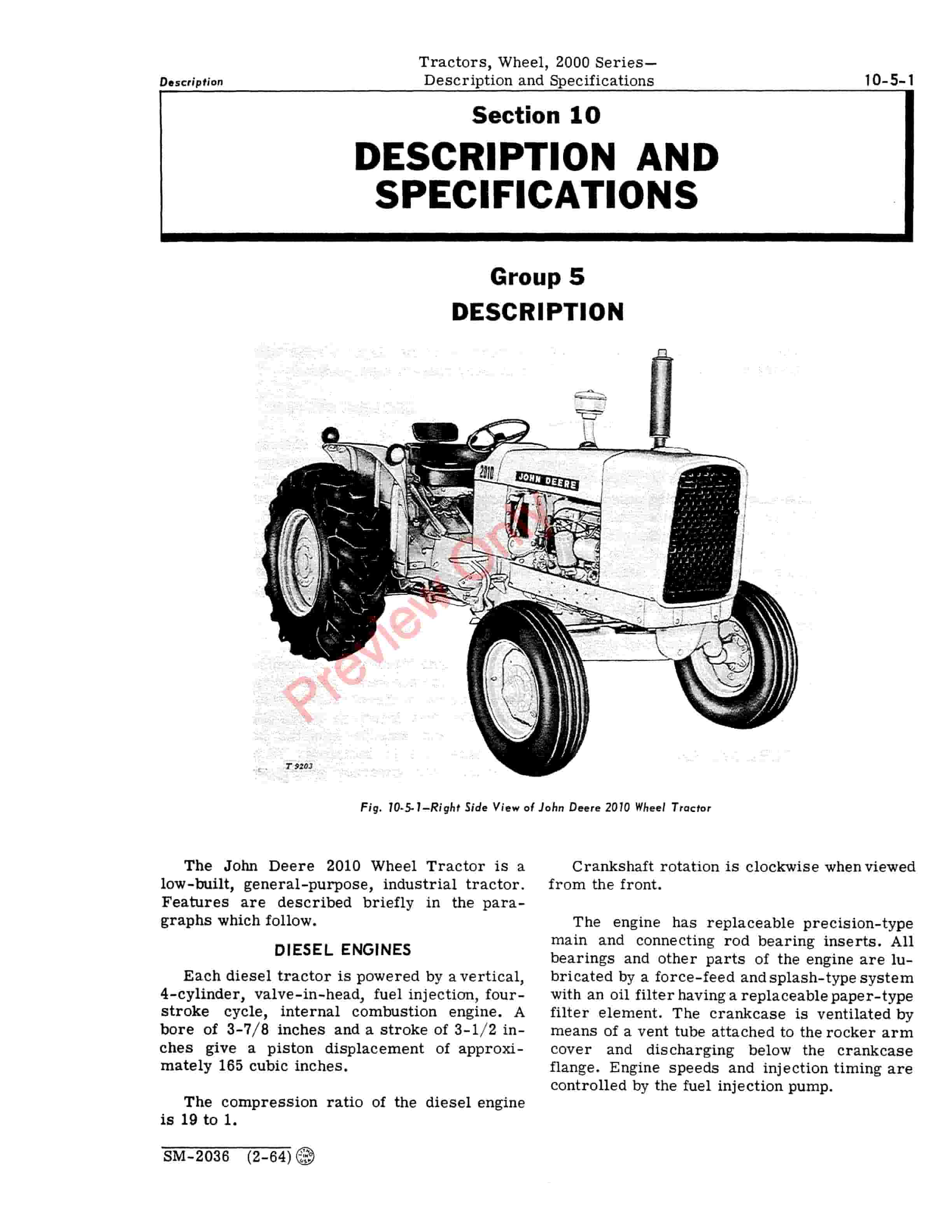 John Deere 2000 Series Tractors GasDiesel Service Manual SM2036 01FEB66 5