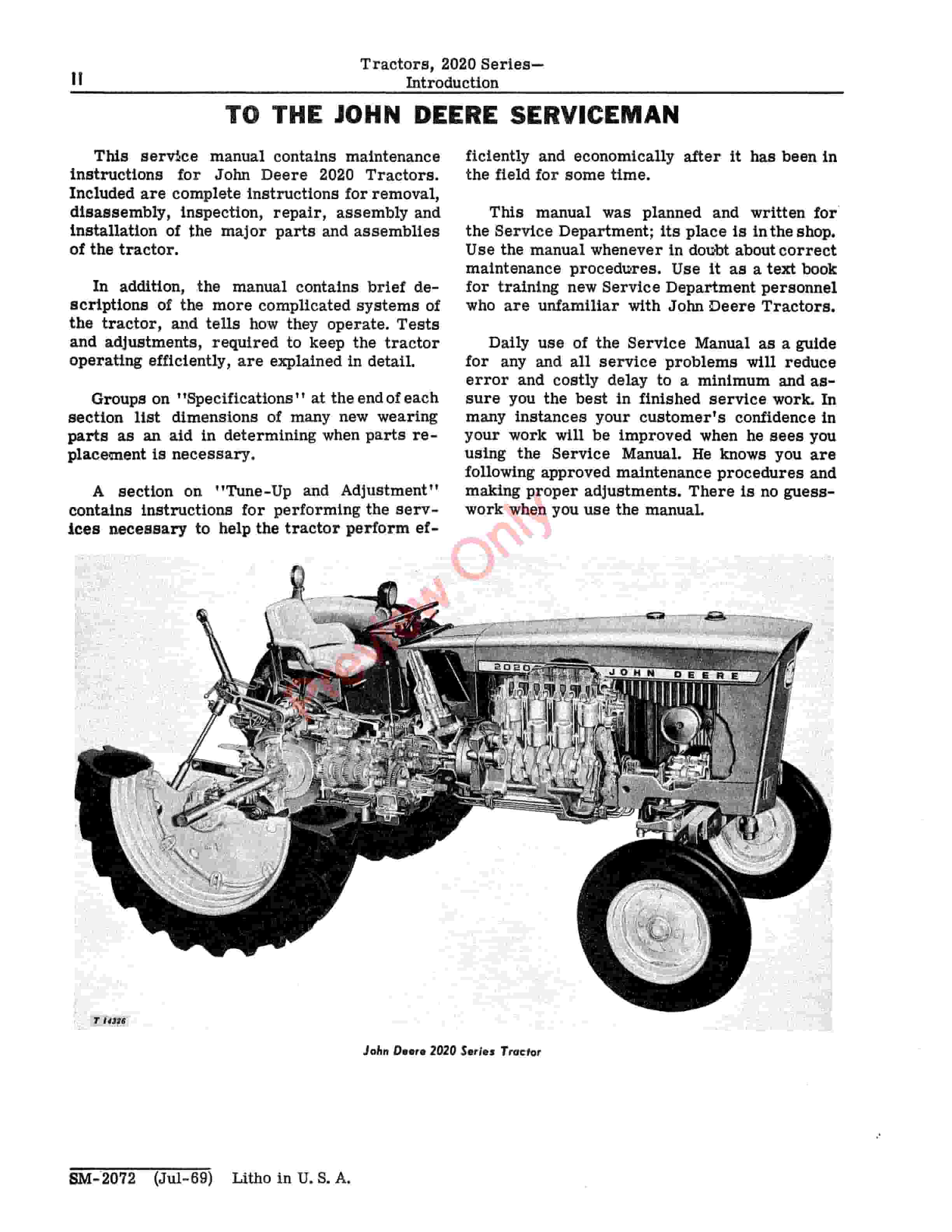 John Deere 2020 Series Tractors Service Manual SM2072 01JUL69 4