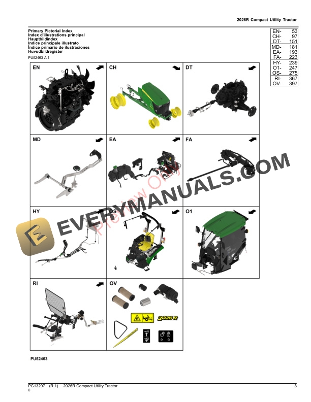 John Deere 2026R Compact Utility Tractor Parts Catalog PC13297 22OCT23