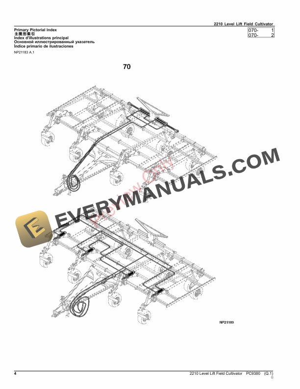 John Deere 2210 Level Lift Field Cultivator Parts Catalog PC9380 06JUN23