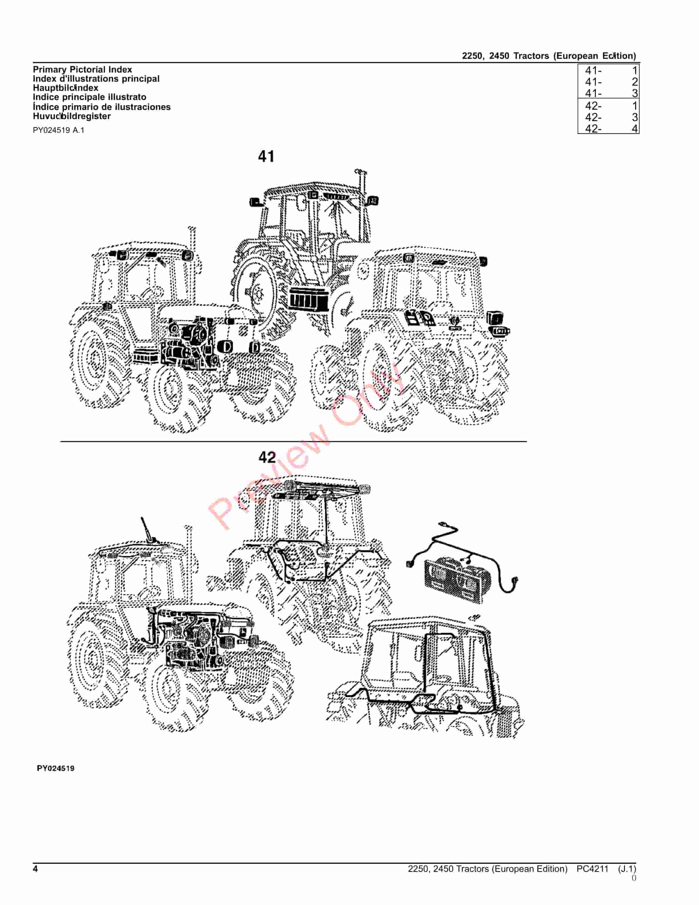 John Deere 2250, 2450 Tractors Parts Catalog PC4211 03AUG23-4