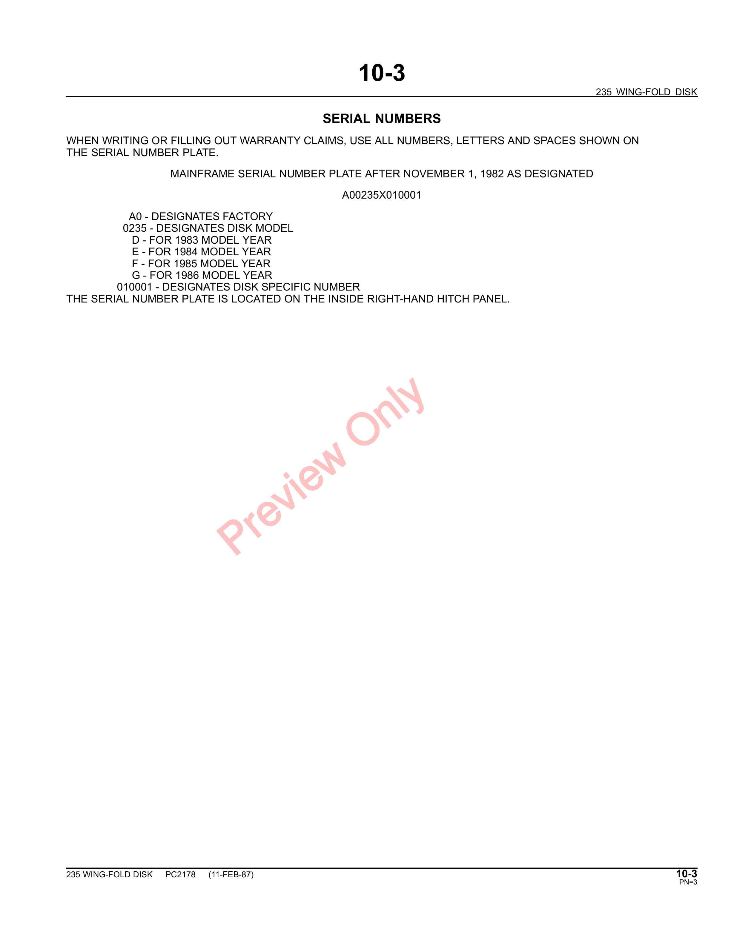 John Deere 235 Wing-Fold Disk Parts Catalog PC2178 31MAY11-5