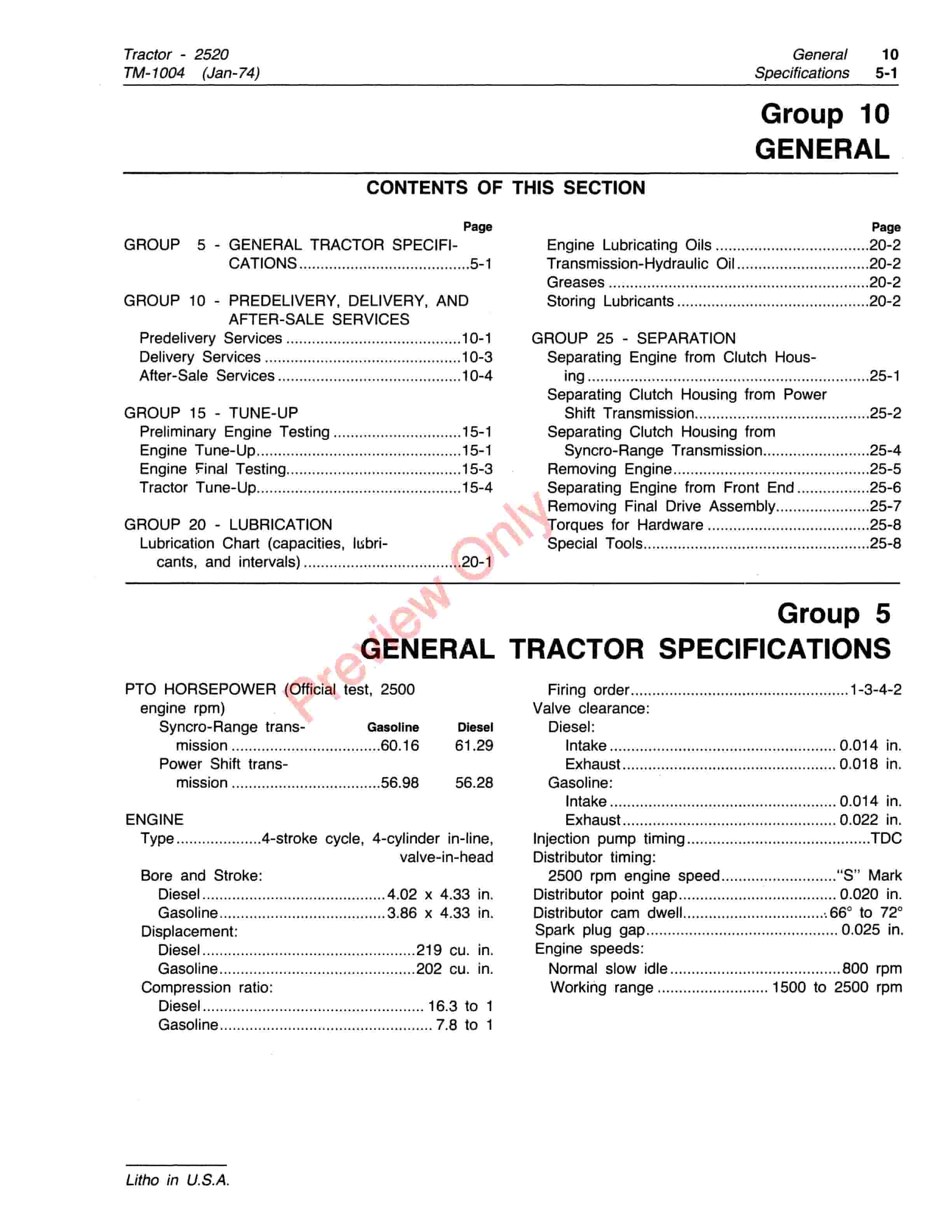 John Deere 2520 Row Crop And Hi Crop Tractor Technical Manual TM1004 01JAN74 5