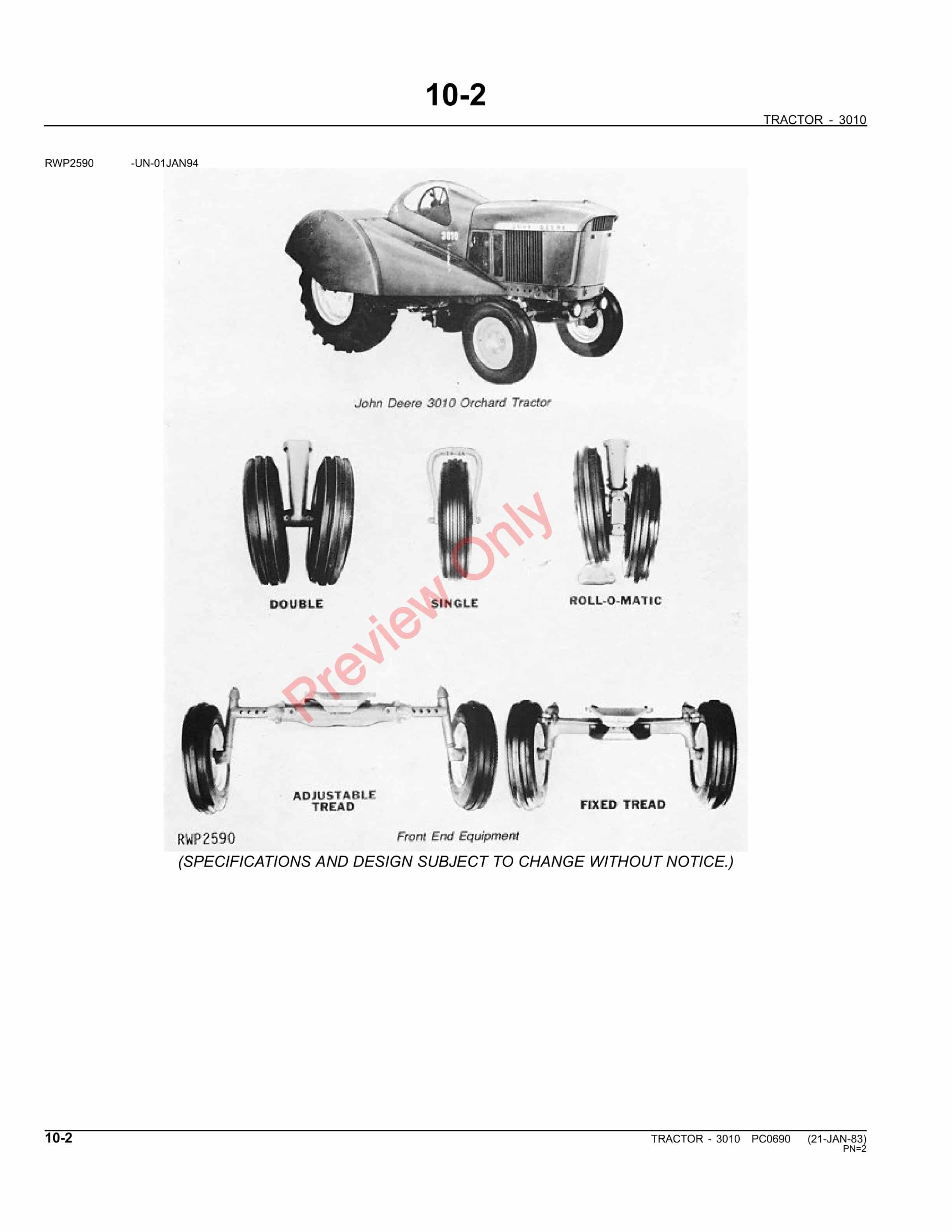 John Deere 3010 Grove And Orchard Row Crop Standard And Utility Tractors Parts Catalog PC0690 11MAY11 4