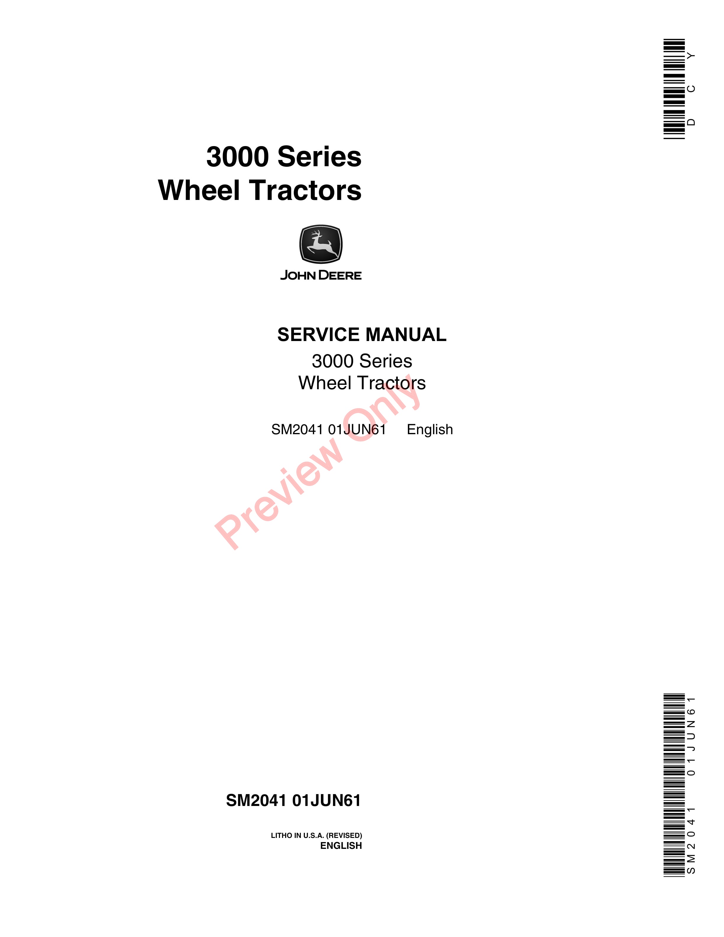 John Deere 3010 Wheel Tractor Service Manual SM2041 01JUN61-1