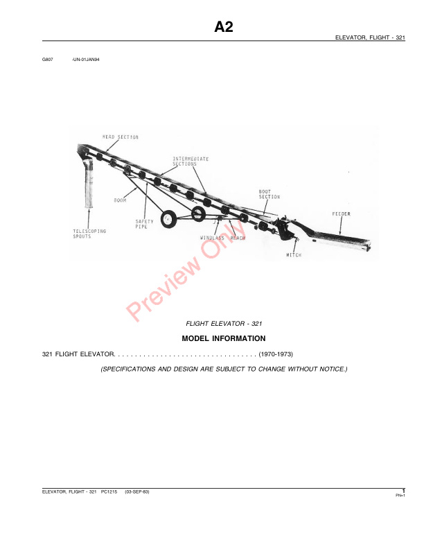 John Deere 321 Flight Elevator Parts Catalog PC1215 01FEB81-3