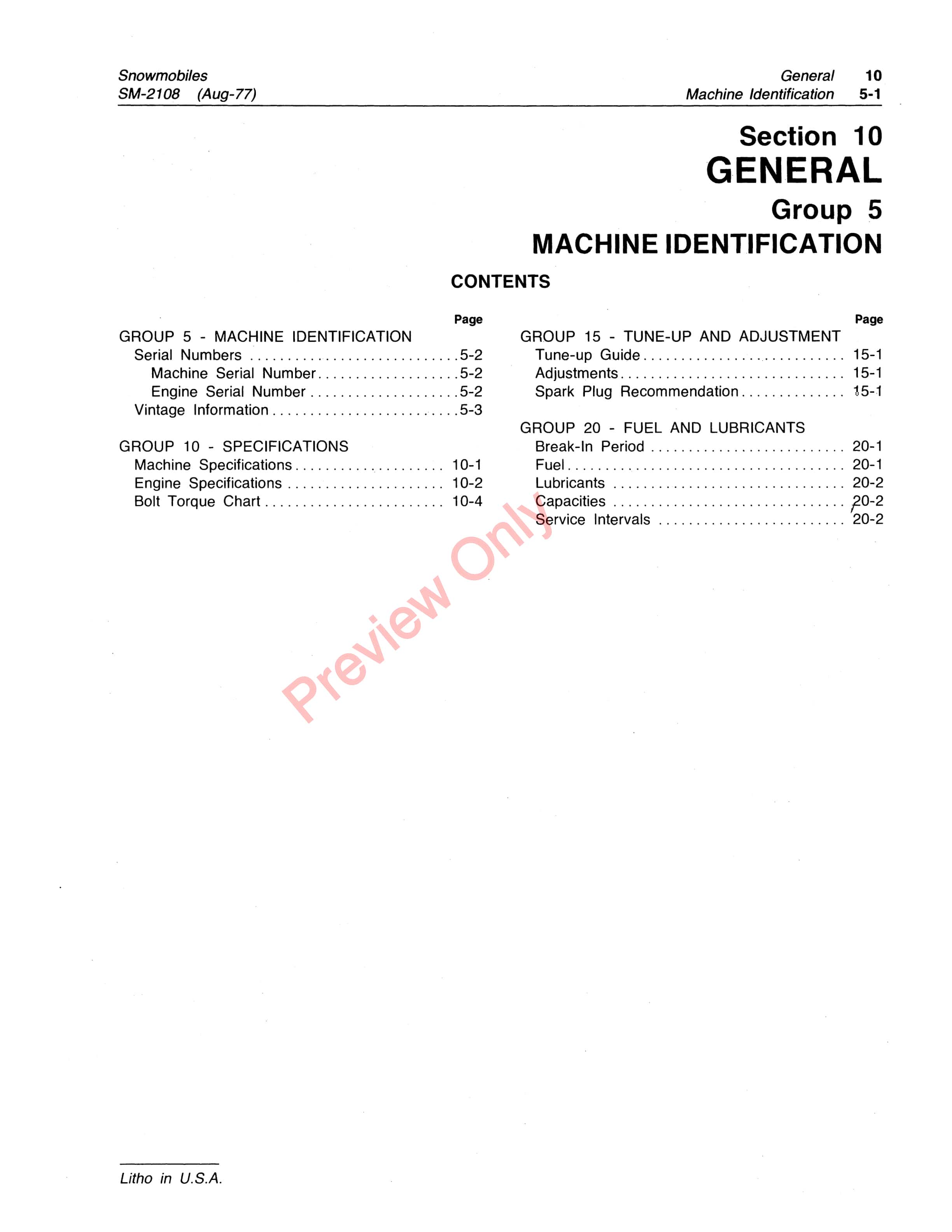 John Deere 340 And 440 Snowmobiles Cyclone And Liquifire Service Manual SM2108 01AUG77 5