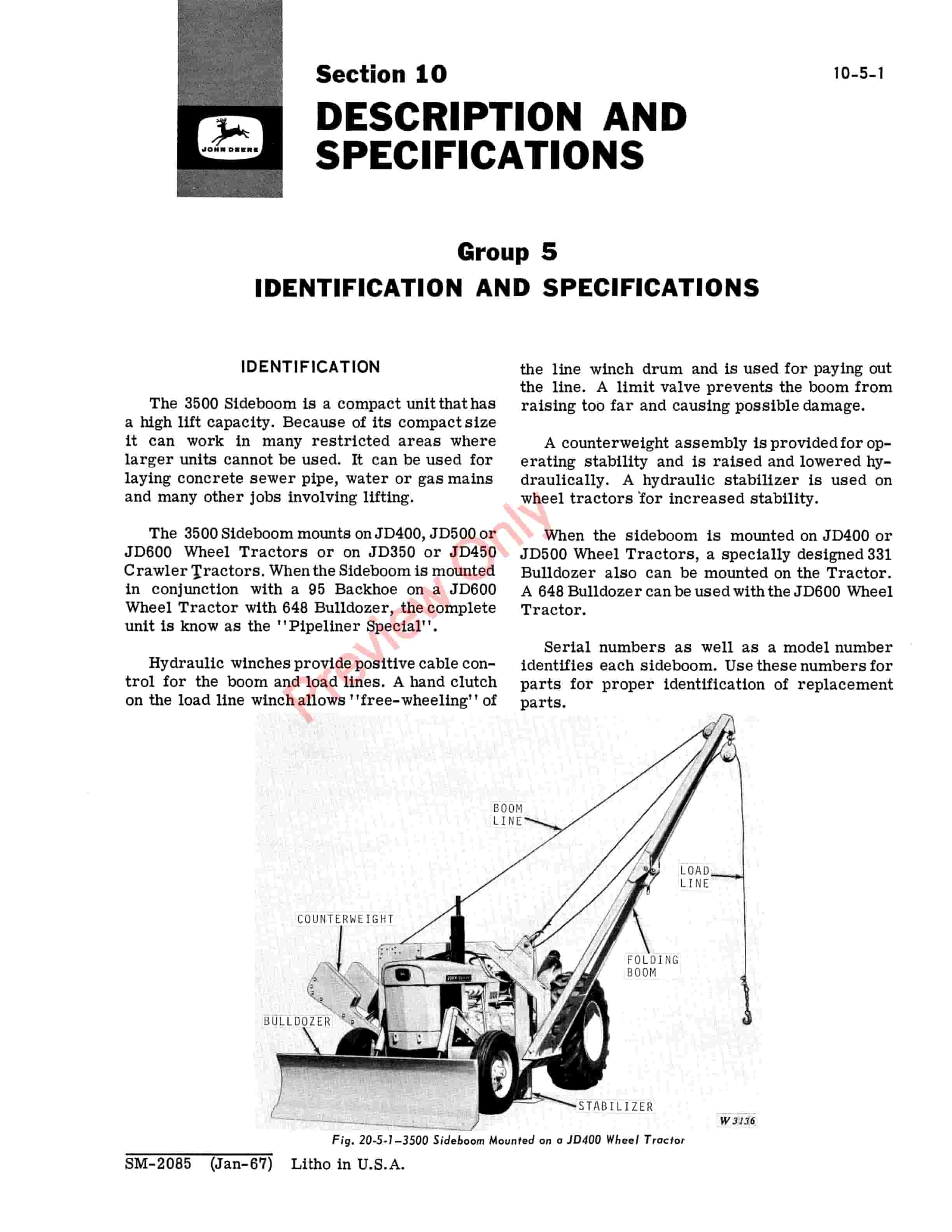 John Deere 3500 Sideboom Service Manual SM2085 01JAN67 5