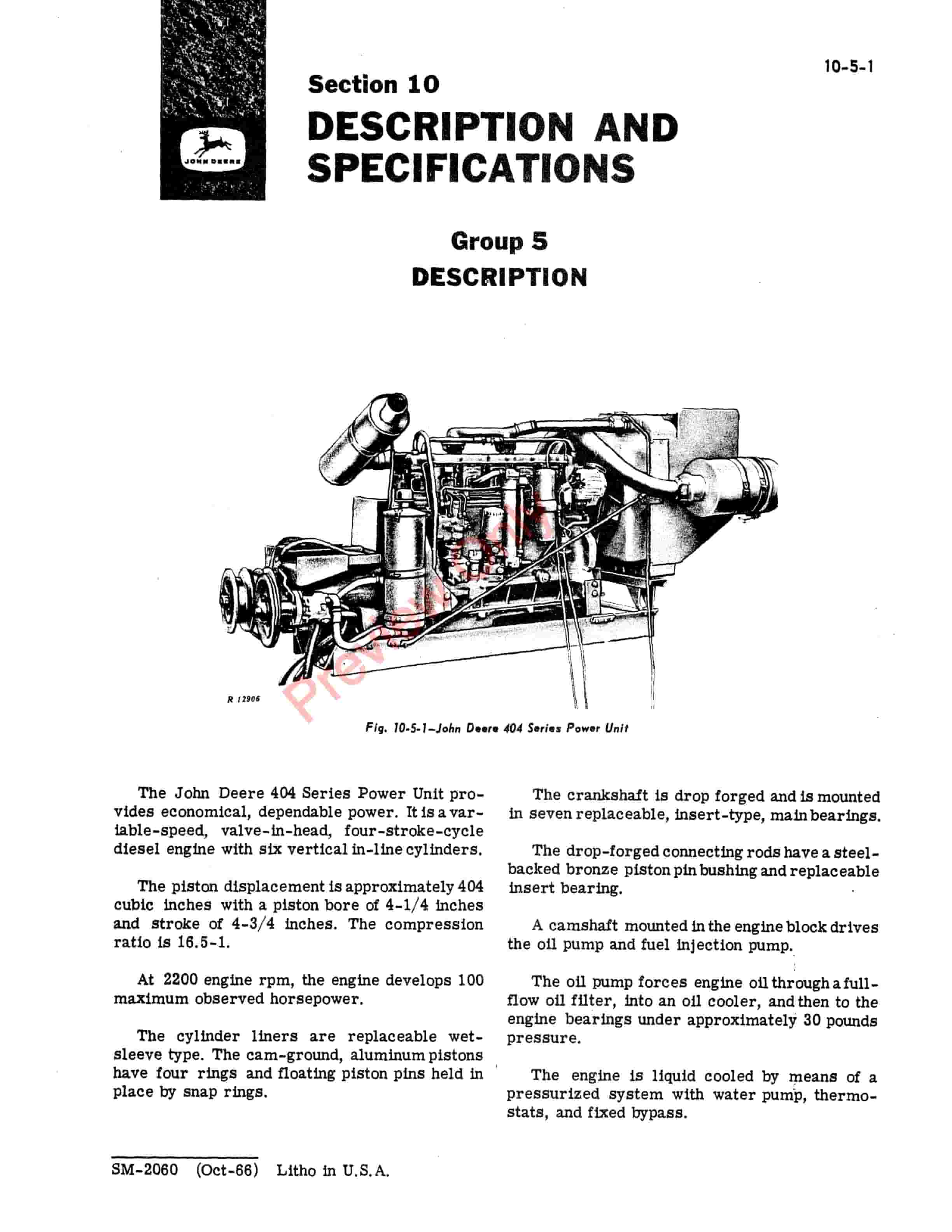 John Deere 404 Series Power Unit Service Manual SM2060 01OCT66 5