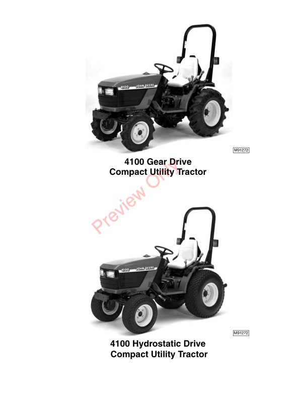 John Deere 4100 Compact Utility Tractor Technical Manual TM1630 05APR01 2