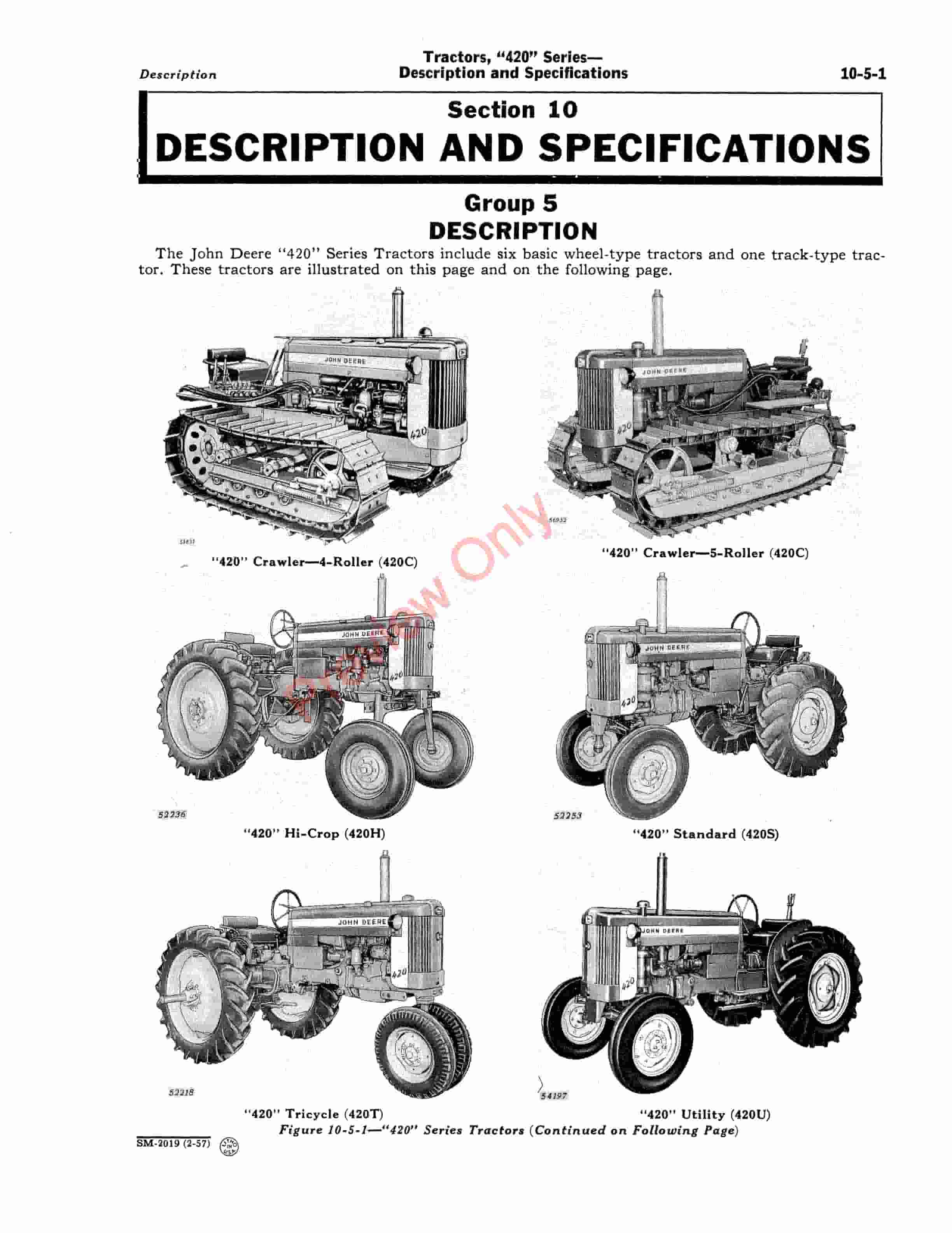 John Deere 420 Series, 430 and 435 Tractors Service Manual SM2019 01FEB58-5