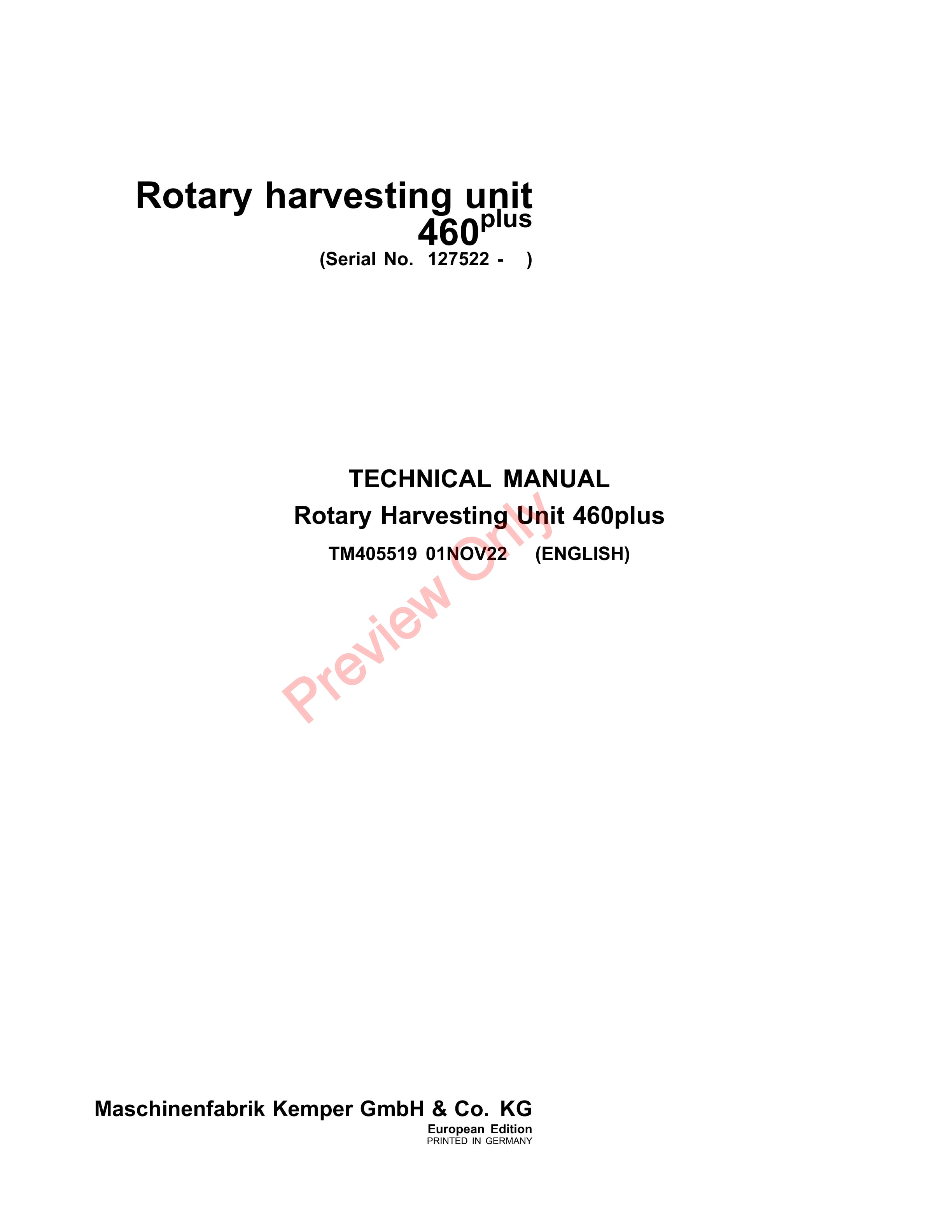 John Deere 460 Rotary Harvesting Units Technical Manual TM405519 01NOV22-1