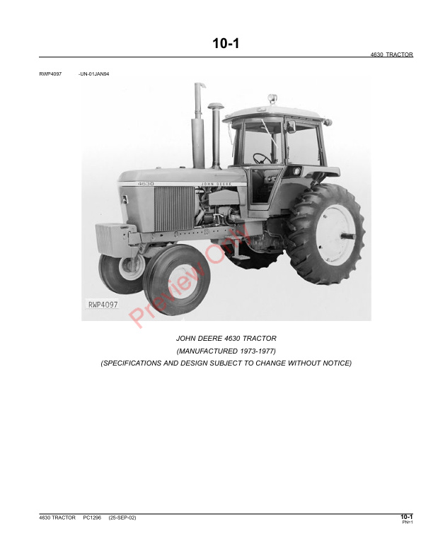 John Deere 4630 Tractor Parts Catalog PC1296 12MAY11-3