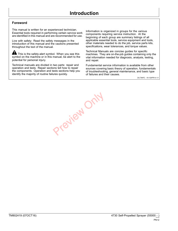 John Deere 4730 Self Propelled Sprayer Diagnostic Technical Manual TM802419 01FEB17 2