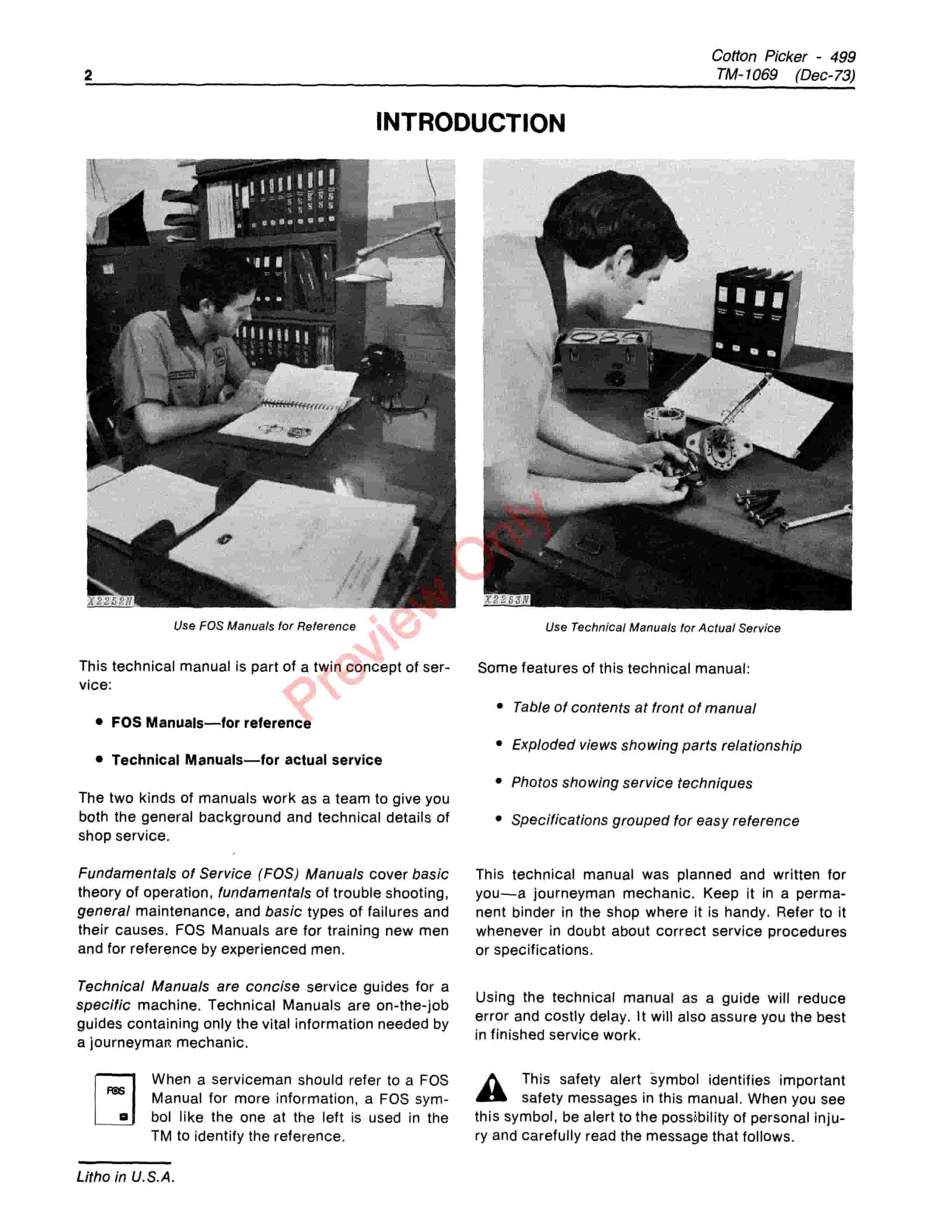 John Deere 499 Cotton Picker Technical Manual TM1069 01DEC73 4