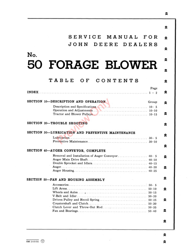 John Deere 50 Forage Blower Service Manual SM2006 01MAR51-3
