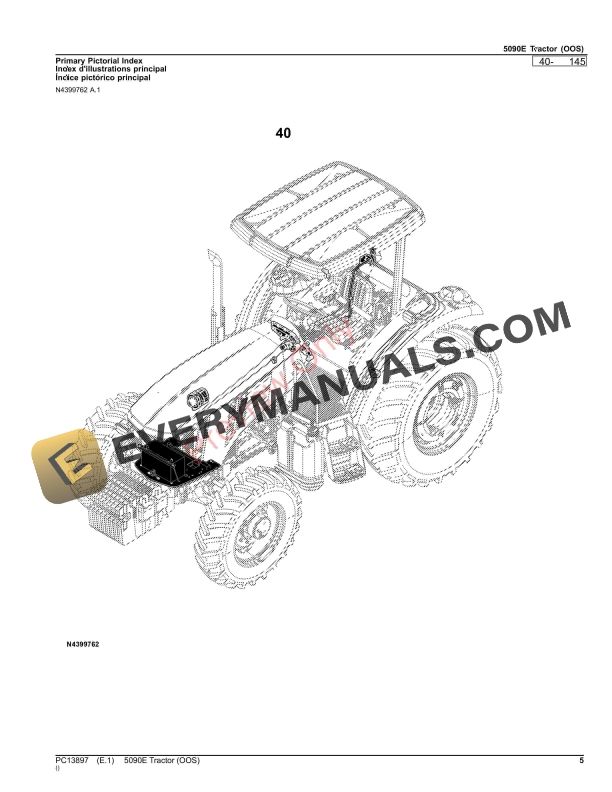 John Deere 5090E Tractor (OOS) Parts Catalog PC13897 07NOV23
