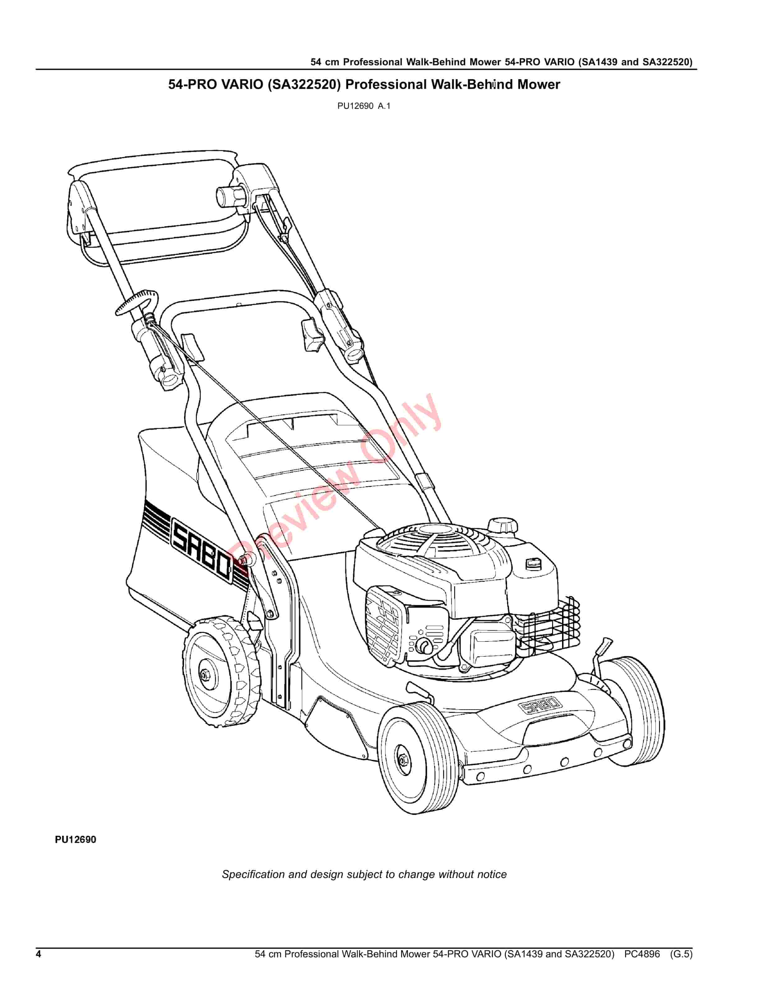 John Deere 54 cm Professional Walk-Behind Mower 54 Parts Catalog PC4896 16OCT20-4