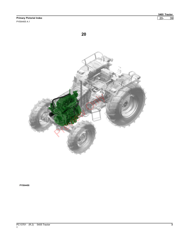 John Deere 5405 Tractor Parts Catalog PC13701 31AUG23-3