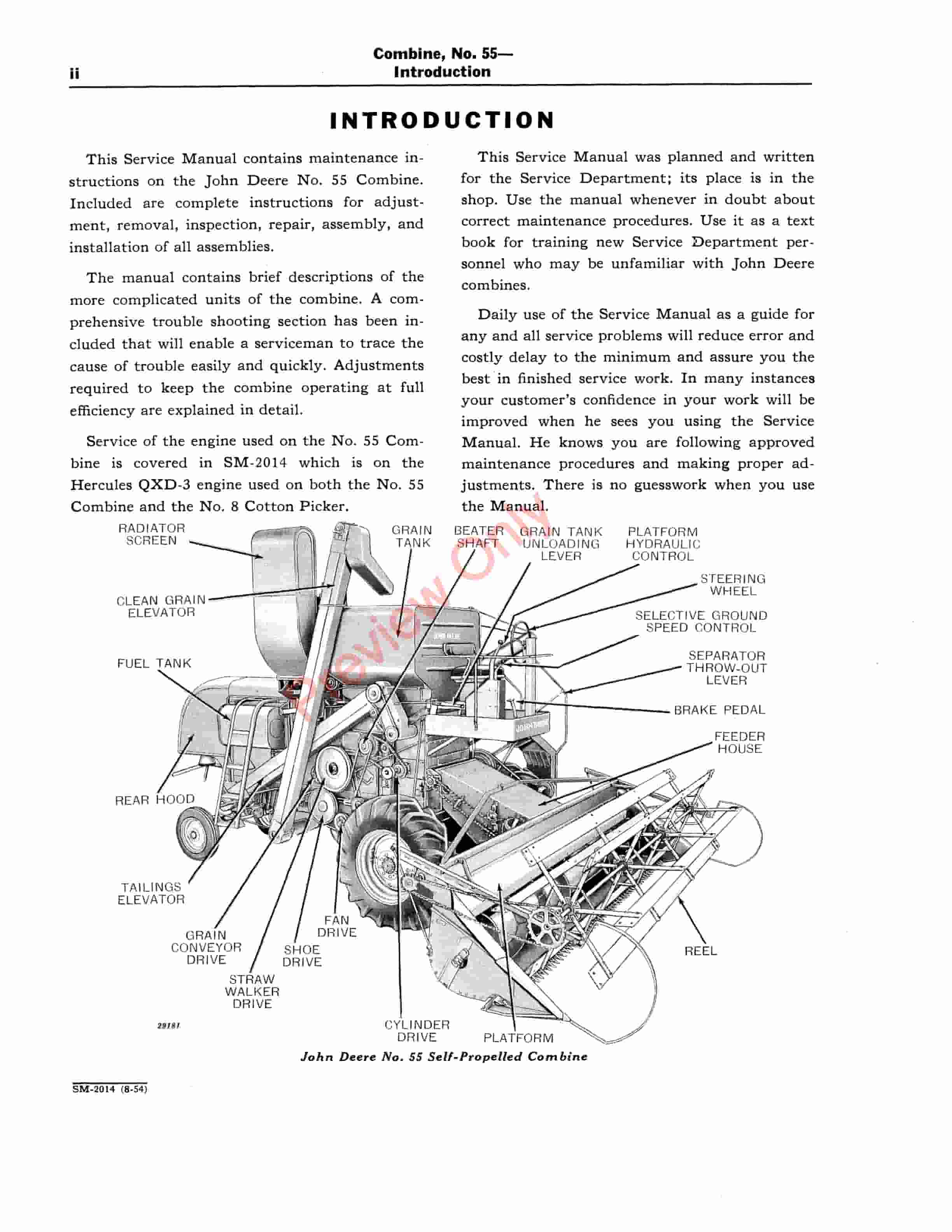 John Deere 55 Combine Service Manual SM2014 01AUG54-4