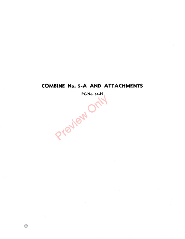 John Deere 5A Combine And Attachments Parts Catalog CAT54H 01JUN45 3