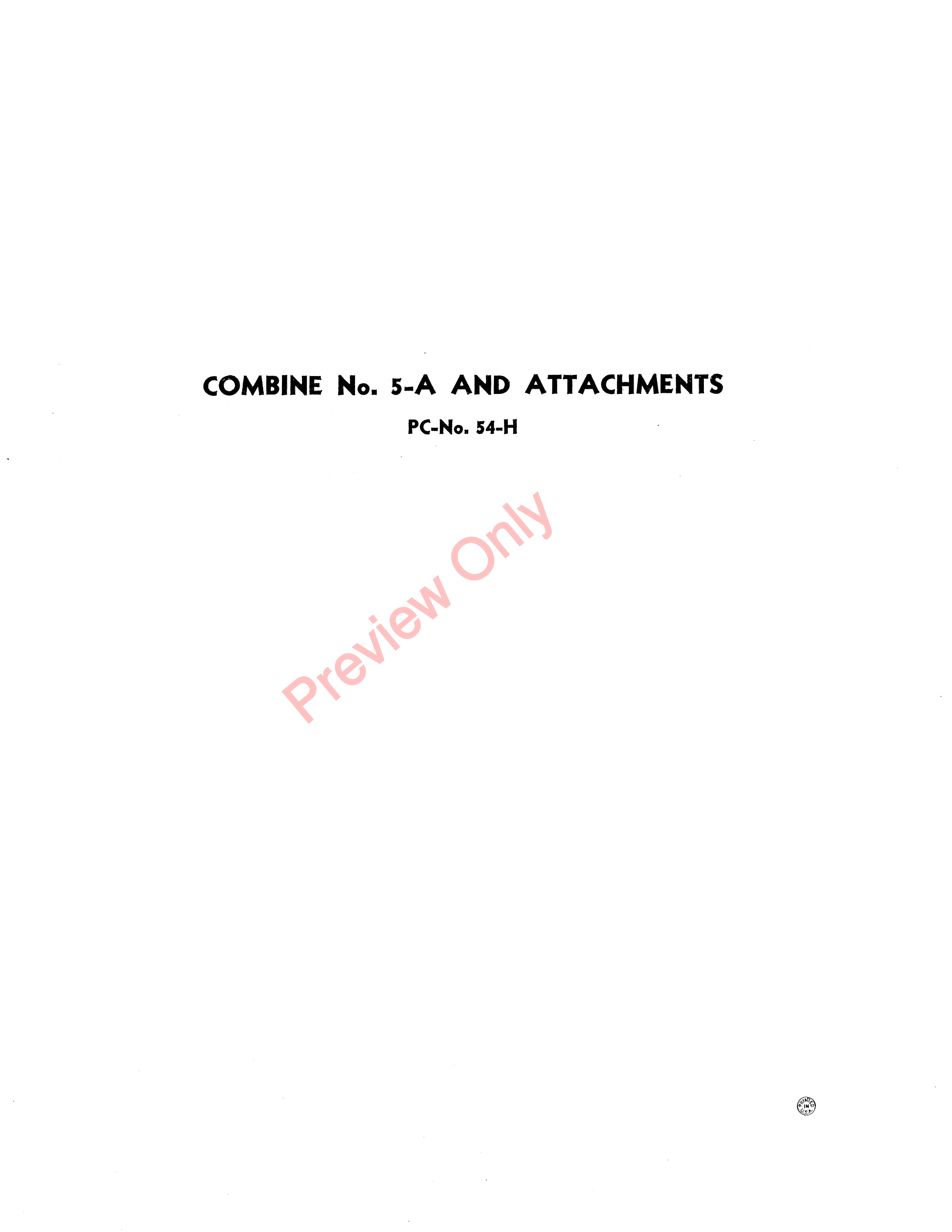 John Deere 5A Combine And Attachments Parts Catalog CAT54H 01JUN45 4