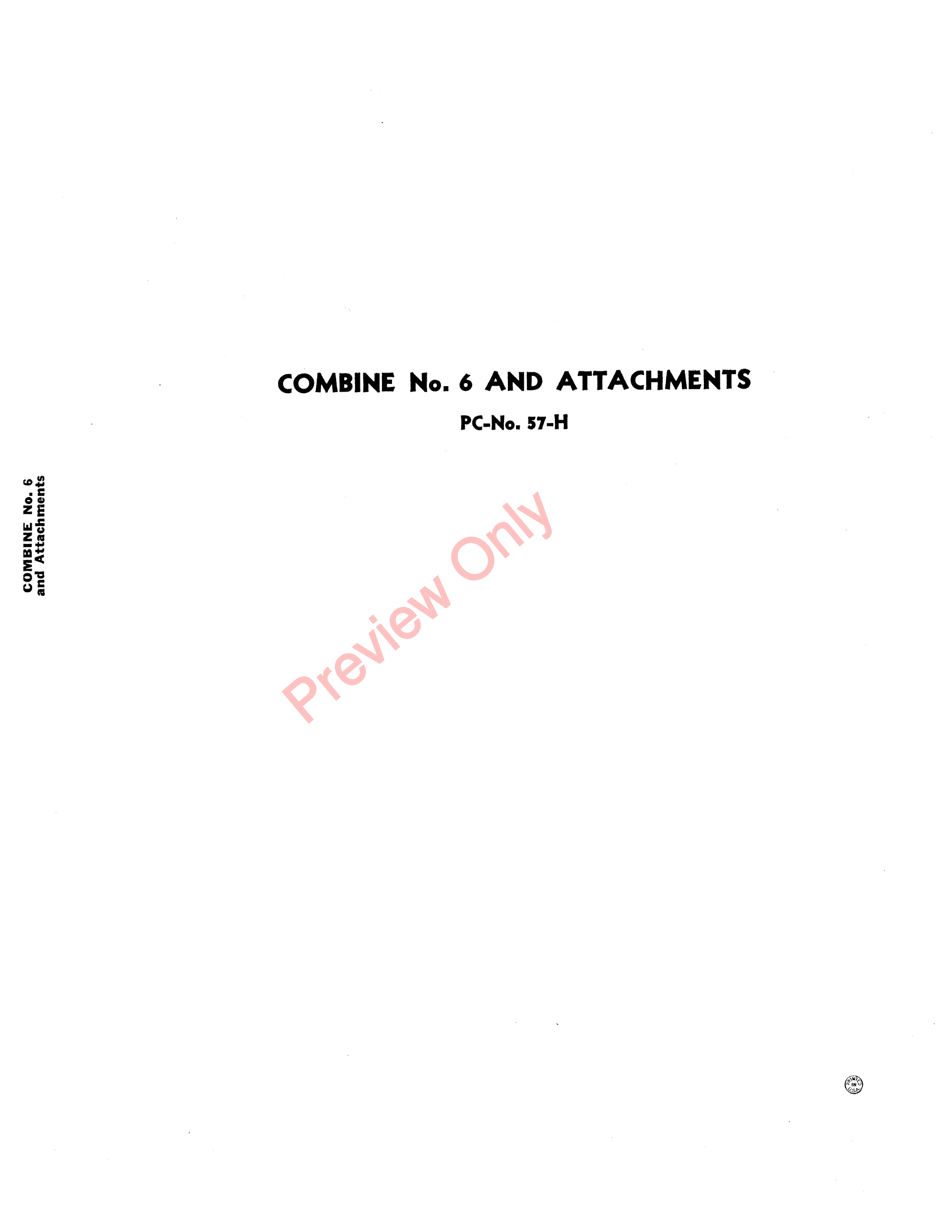 John Deere 6 Combine And Attachments Parts Catalog CAT57H 15JUL45 4