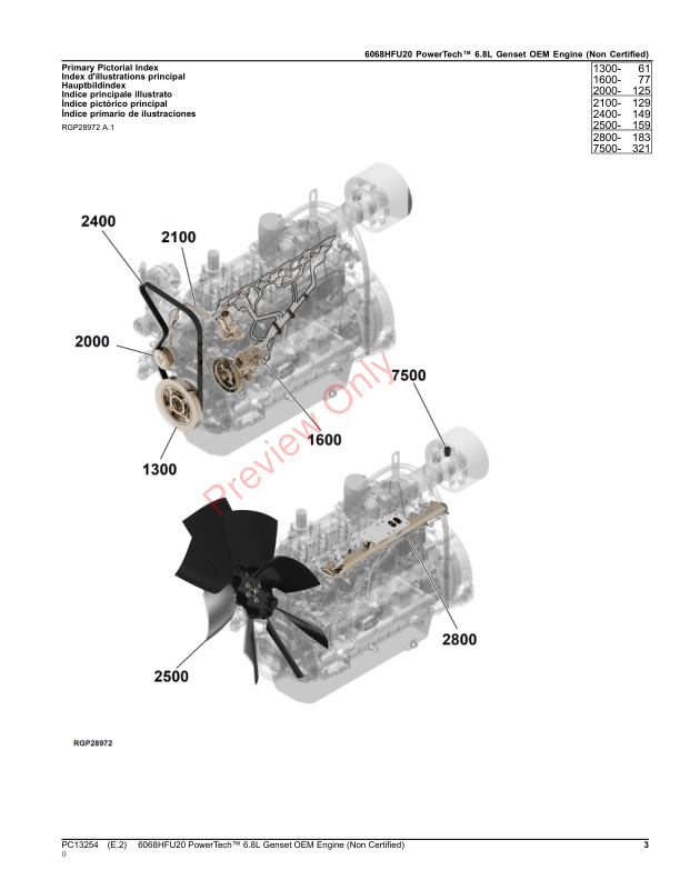 John Deere 6068HFU20 PowerTech 6.8L Genset OEM Engine (Non Certified) Parts Catalog PC13254 17SEP23-3