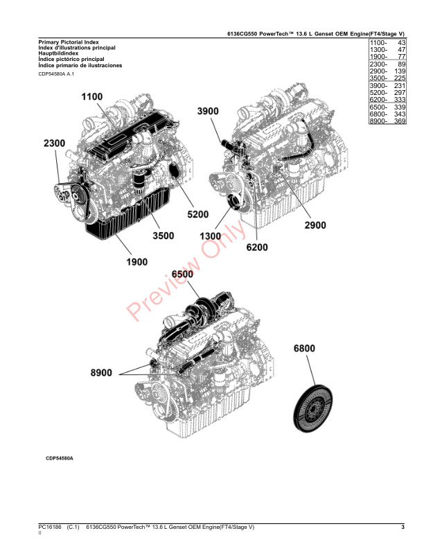 John Deere 6136CG550 PowerTech 13.6 L Genset OEM Engine(FT4Stage V) Parts Catalog PC16186 20JUL23-3