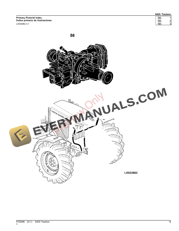 John Deere 6425 Tractors Parts Catalog PC6096 17OCT23