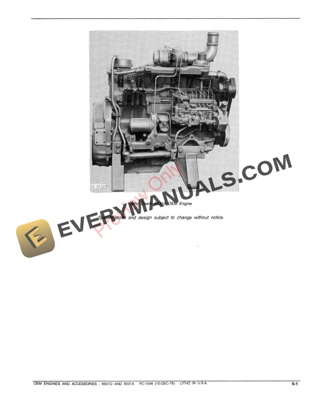 John Deere 6531D, 6531A OEM Engines and Accessories Parts Catalog ...